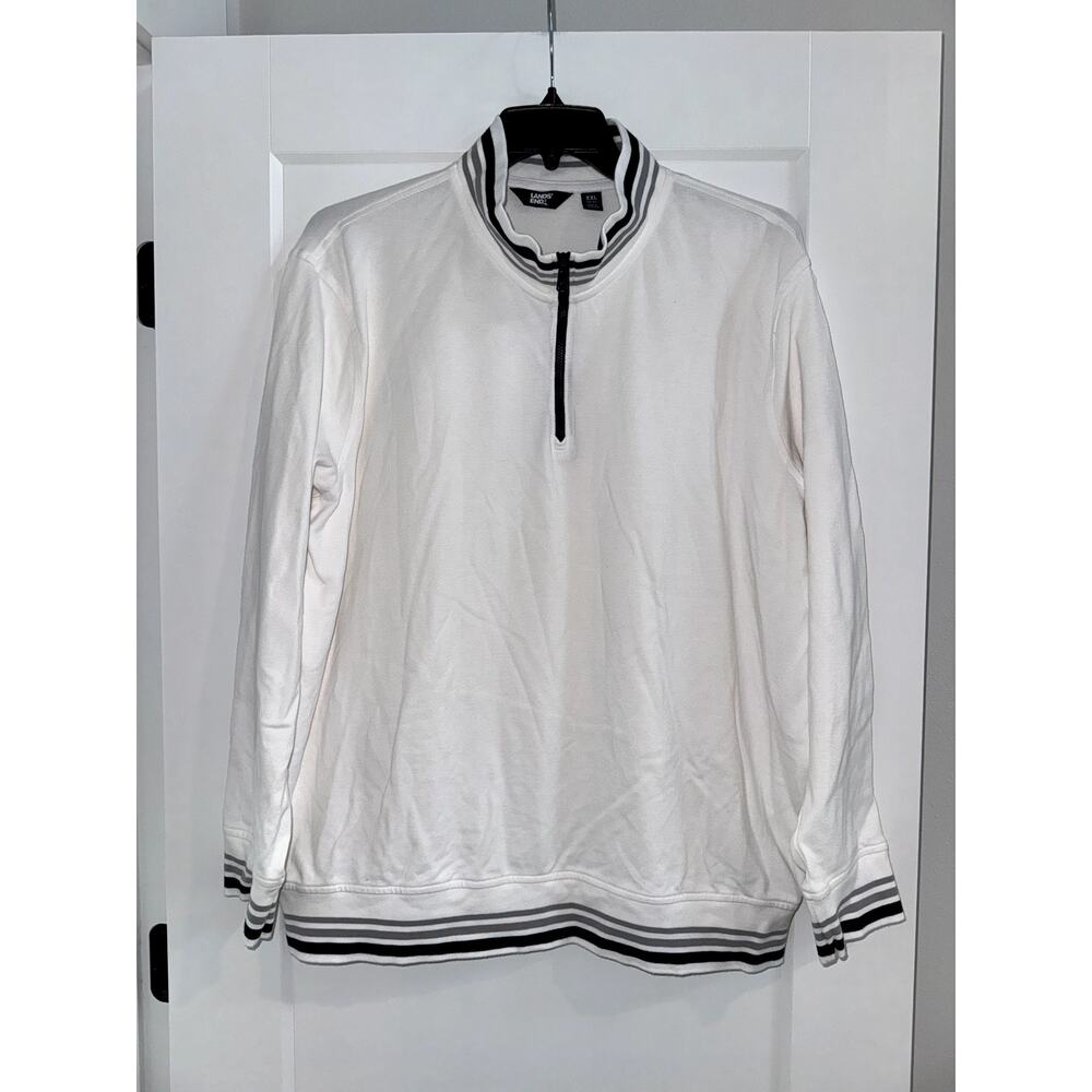 Lands' End 1/4 Zip Pullover Mock Sweater White Men’s XXL